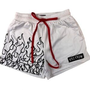 Kill Crew Muay Thai Boxing Shorts Men’s M White Flame Mesh Training Gym